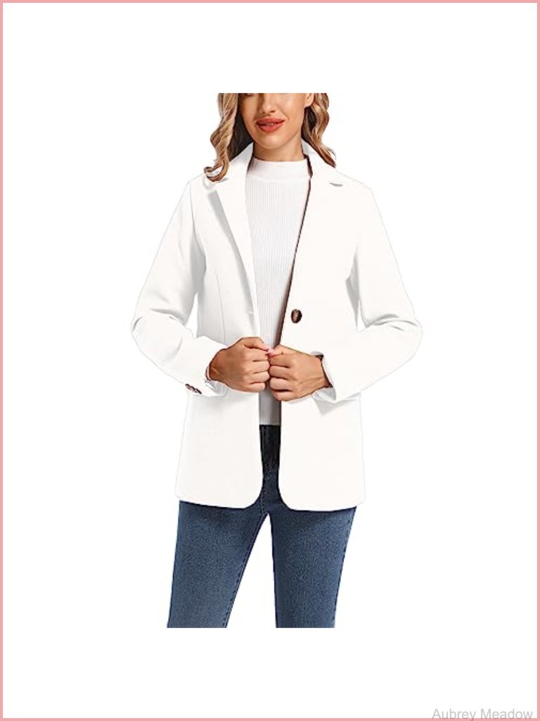 Wool Blend Two Button Notch Lapel Blazer Suit Jacket